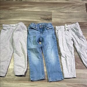 Denim and Gray Jogger Pants Trio